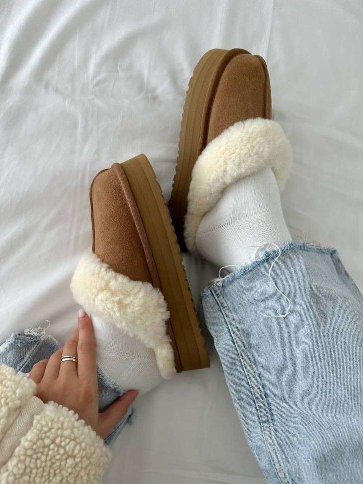 Жіночі UGG Шьопанці Платформа Помаранчеві Замша Disquette Chestnut Platform Slippers — фото 15
