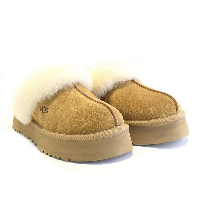 Жіночі UGG Шьопанці Платформа Помаранчеві Замша Disquette Chestnut Platform Slippers — фото 5