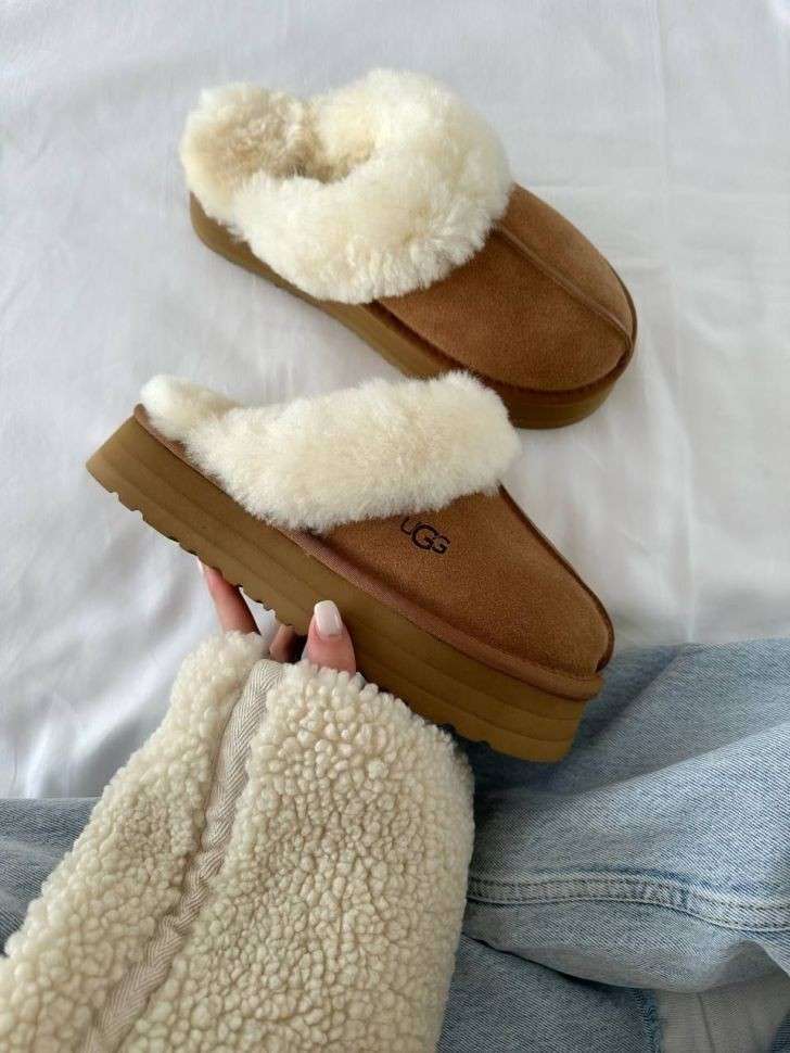 Жіночі UGG Шьопанці Платформа Помаранчеві Замша Disquette Chestnut Platform Slippers — фото 7