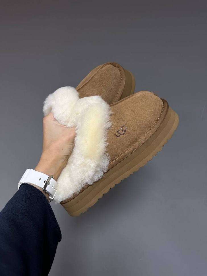 Жіночі UGG Шьопанці Платформа Помаранчеві Замша Disquette Chestnut Platform Slippers — фото 9