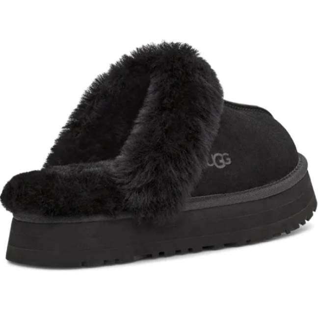 Жіночі UGG Шьопанці Платформа Чорні Замша Disquette Black Platform Slippers — фото 3