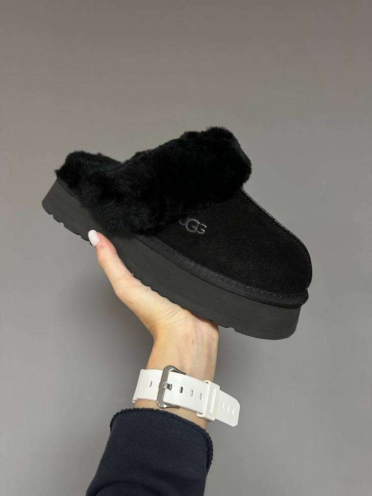 Жіночі UGG Шьопанці Платформа Чорні Замша Disquette Black Platform Slippers — фото 8