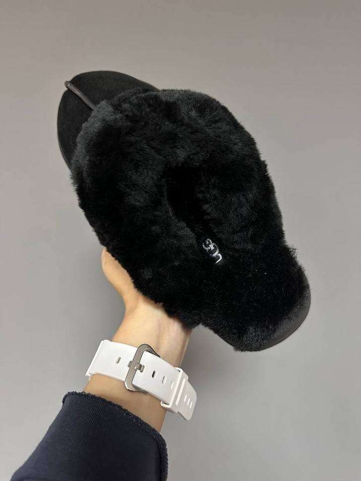 Жіночі UGG Шьопанці Платформа Чорні Замша Disquette Black Platform Slippers — фото 9