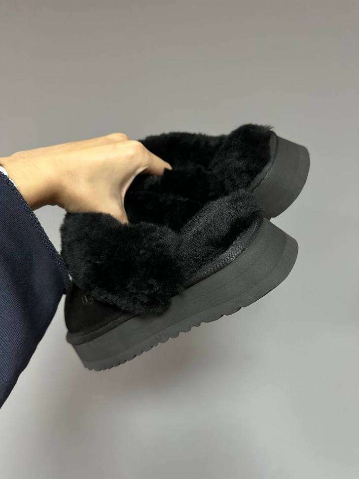 Жіночі UGG Шьопанці Платформа Чорні Замша Disquette Black Platform Slippers — фото 10