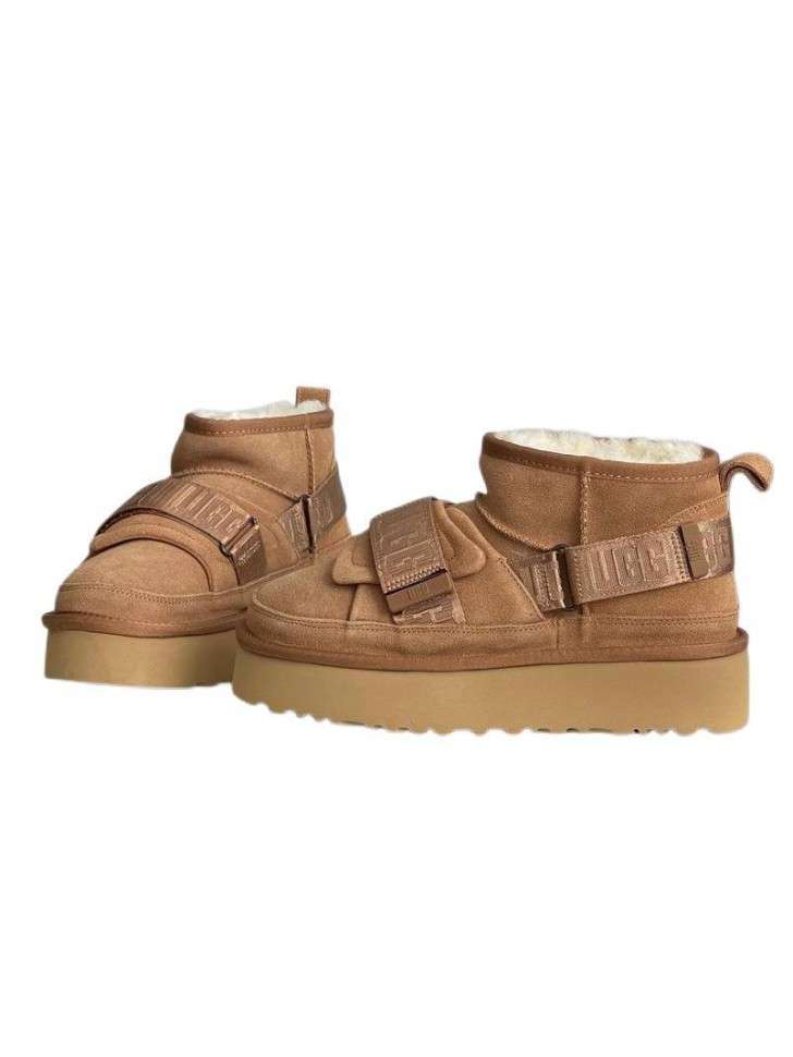 Жіночі UGG Ультра Міні Коричневі на Платформі Замшеві з Липучкою Ultra Mini Platform Hybrid Boots — фото 2