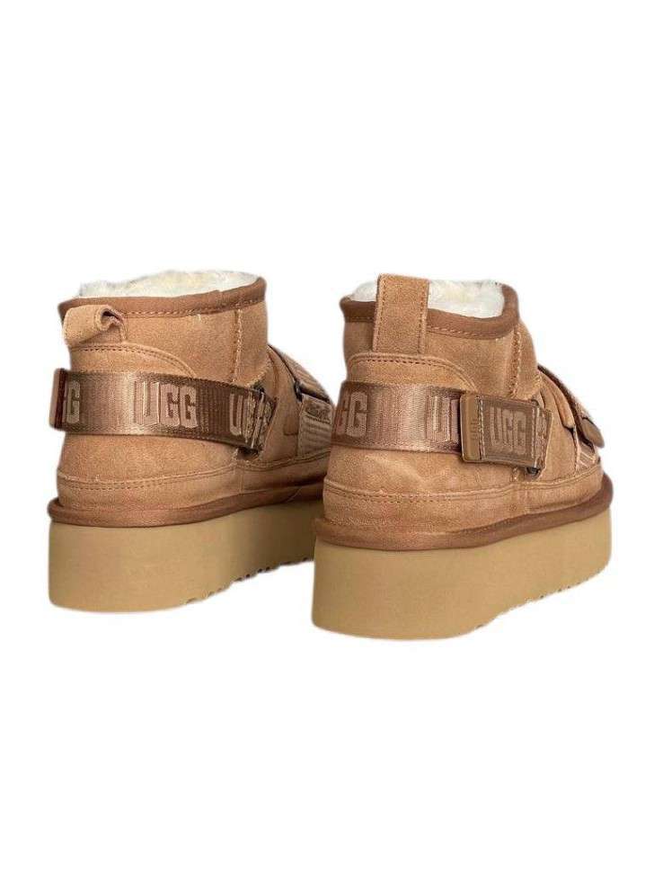 Жіночі UGG Ультра Міні Коричневі на Платформі Замшеві з Липучкою Ultra Mini Platform Hybrid Boots — фото 3
