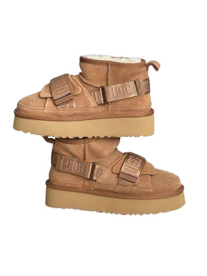 Жіночі UGG Ультра Міні Коричневі на Платформі Замшеві з Липучкою Ultra Mini Platform Hybrid Boots — фото 5