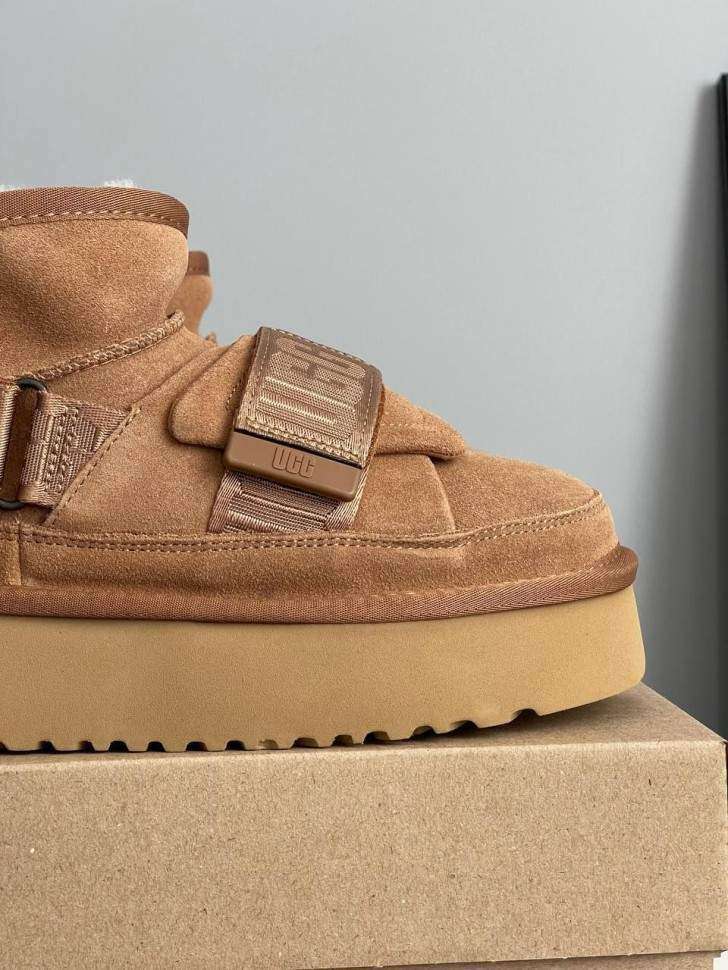 Жіночі UGG Ультра Міні Коричневі на Платформі Замшеві з Липучкою Ultra Mini Platform Hybrid Boots — фото 6
