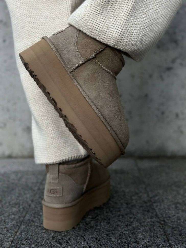 Жіночі UGG Ультра Міні Платформа Хакі Замша Ultra Mini Platform Khaki — фото 7