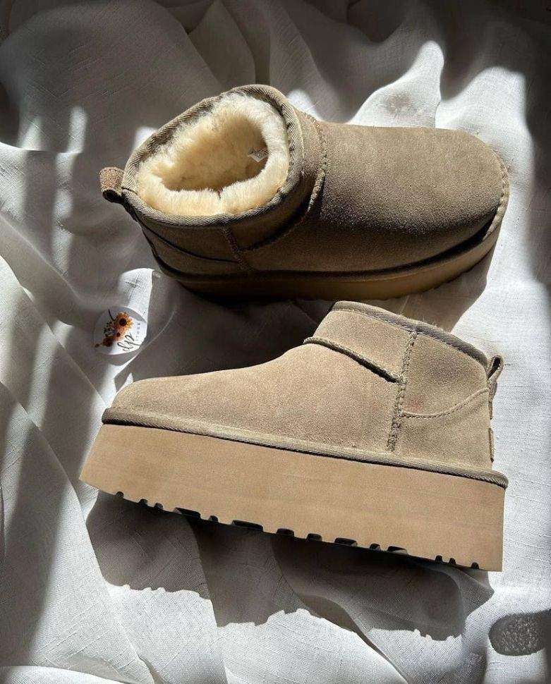 Жіночі UGG Ультра Міні Платформа Хакі Замша Ultra Mini Platform Khaki — фото 8
