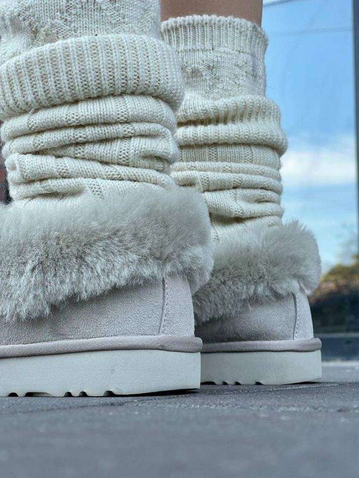 Жіночі UGG Чоботи Сліпери Тапці Світло Сірі Замша з Хутром Coquette Light Grey Suede — фото 11