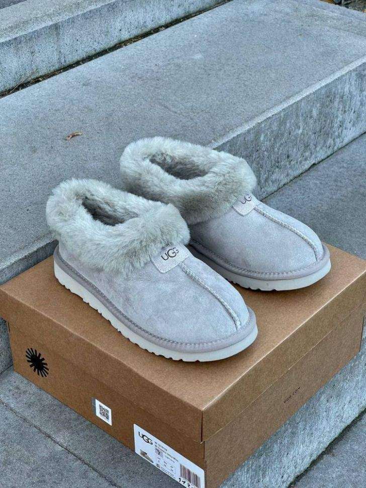 Жіночі UGG Чоботи Сліпери Тапці Світло Сірі Замша з Хутром Coquette Light Grey Suede — фото 14