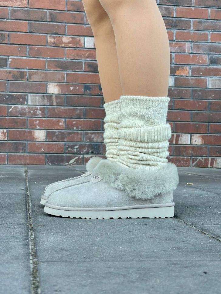 Жіночі UGG Чоботи Сліпери Тапці Світло Сірі Замша з Хутром Coquette Light Grey Suede — фото 5