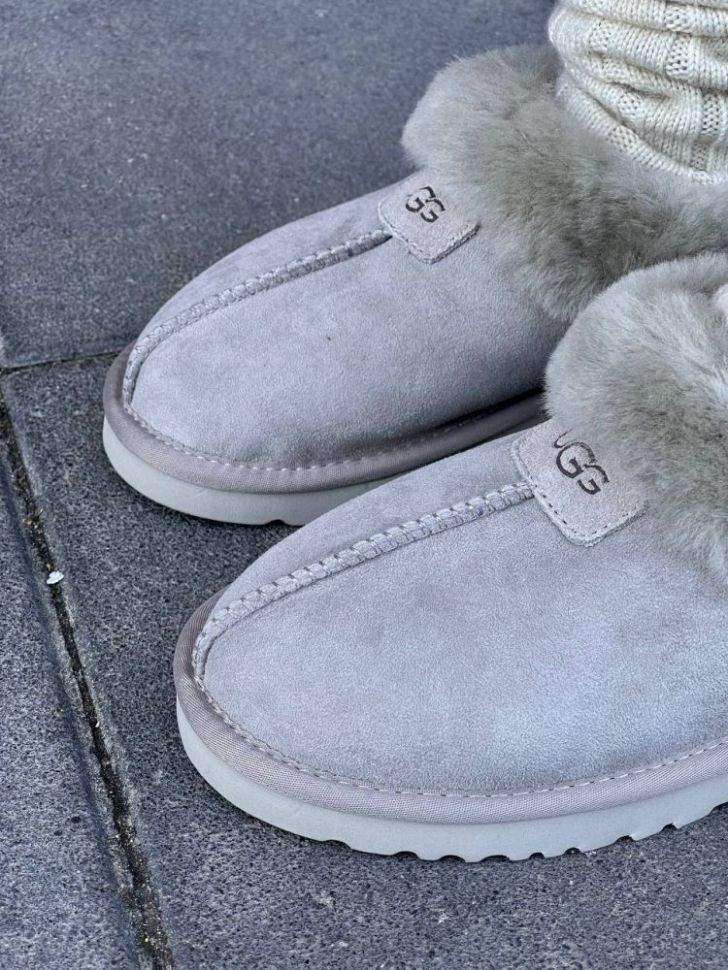 Жіночі UGG Чоботи Сліпери Тапці Світло Сірі Замша з Хутром Coquette Light Grey Suede — фото 9