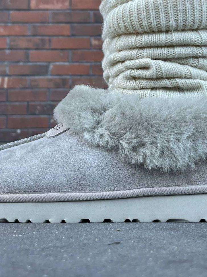 Жіночі UGG Чоботи Сліпери Тапці Світло Сірі Замша з Хутром Coquette Light Grey Suede — фото 10