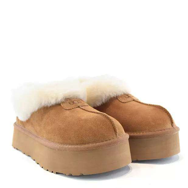 Жіночі UGG Платформа Чоботи Сліпери Тапці Помаранчеві Замша з Хутром Coquette Platform Chestnut — фото 2