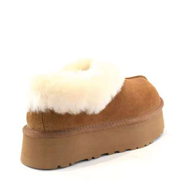 Жіночі UGG Платформа Чоботи Сліпери Тапці Помаранчеві Замша з Хутром Coquette Platform Chestnut — фото 3
