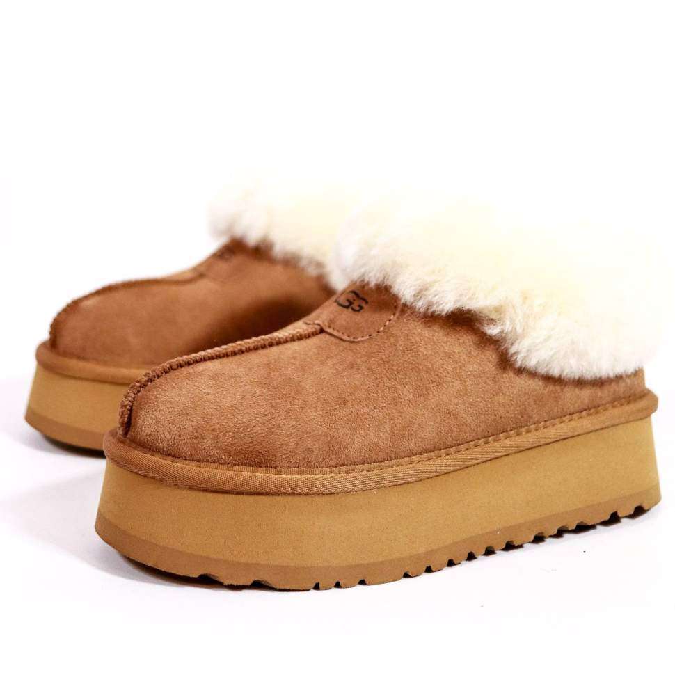 Жіночі UGG Платформа Чоботи Сліпери Тапці Помаранчеві Замша з Хутром Coquette Platform Chestnut — фото 6