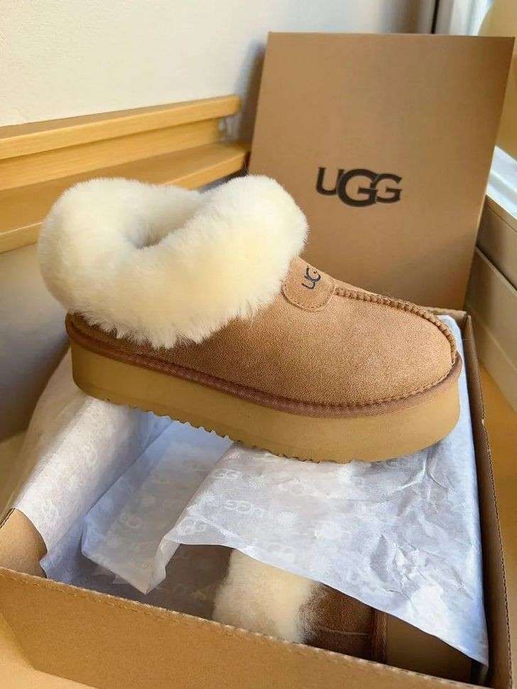 Жіночі UGG Платформа Чоботи Сліпери Тапці Помаранчеві Замша з Хутром Coquette Platform Chestnut — фото 7