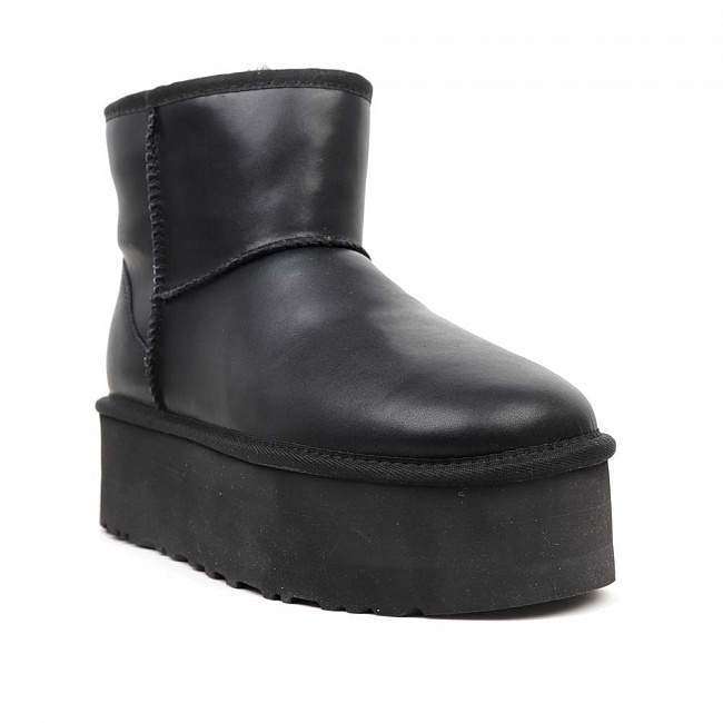 Жіночі UGG Міні Платформа Чорні Шкіра Mini Platform Black Leather — фото 2
