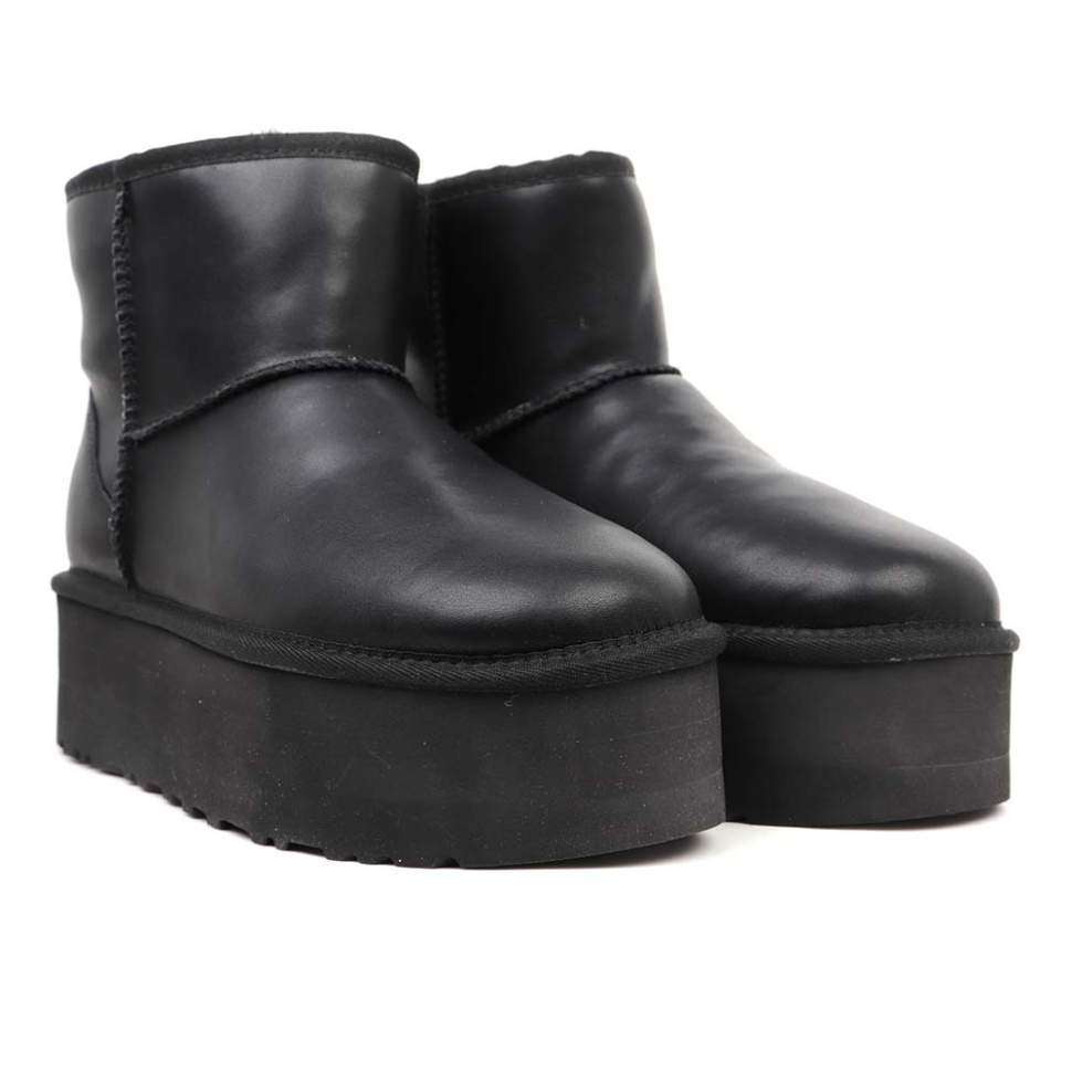 Жіночі UGG Міні Платформа Чорні Шкіра Mini Platform Black Leather — фото 5