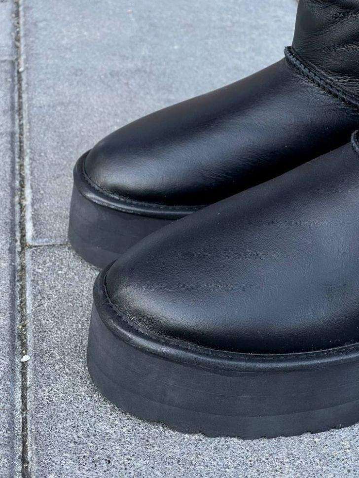 Жіночі UGG Міні Платформа Чорні Шкіра Mini Platform Black Leather — фото 8