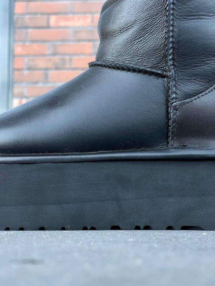 Жіночі UGG Міні Платформа Чорні Шкіра Mini Platform Black Leather — фото 9