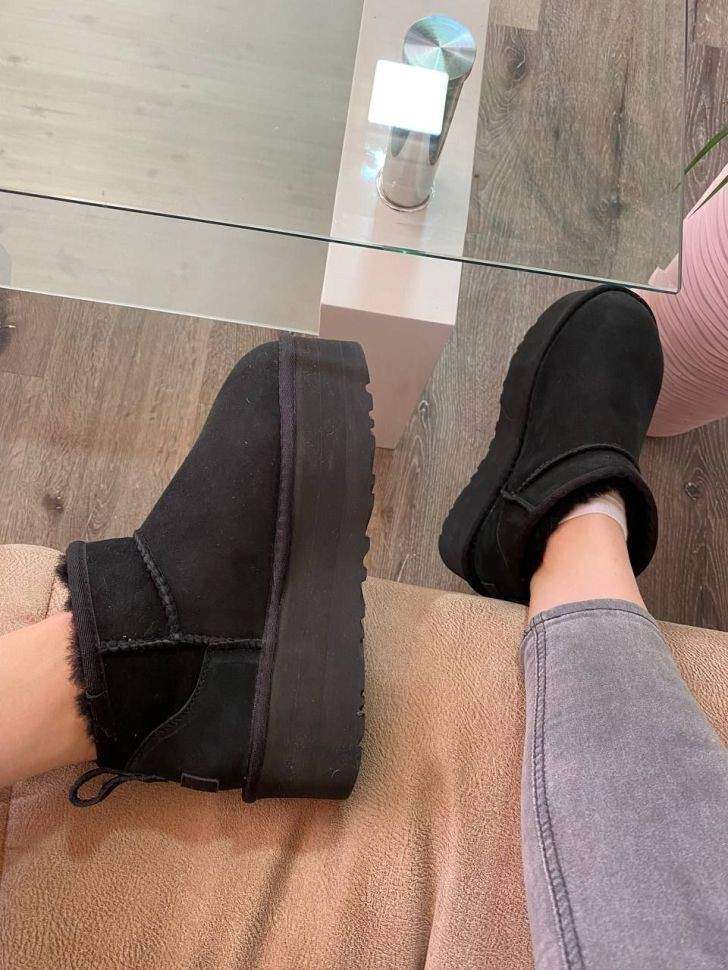 Жіночі UGG Ультра Міні Чорні на Платформі Замшеві Ultra Mini Platform Black Suede 2 — фото 8
