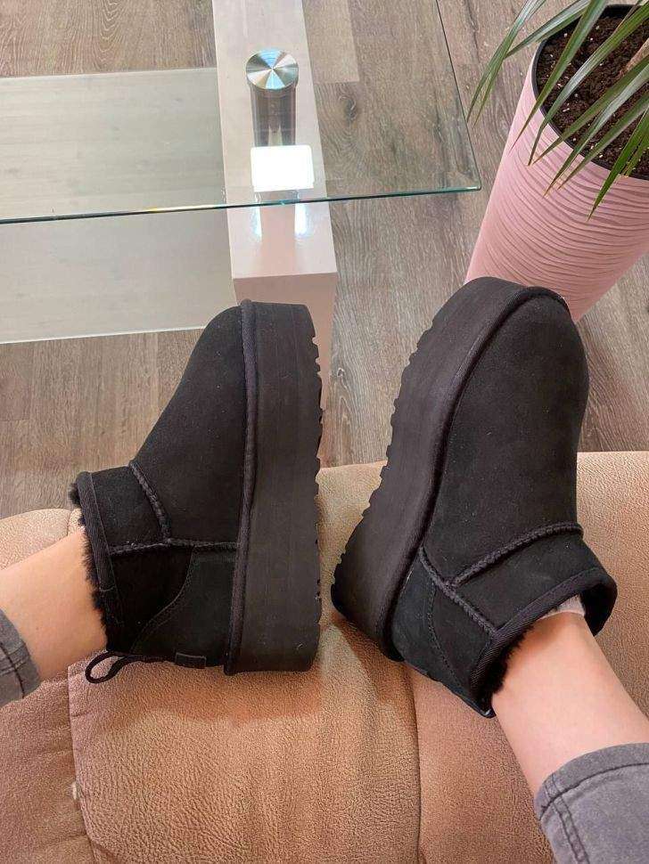 Жіночі UGG Ультра Міні Чорні на Платформі Замшеві Ultra Mini Platform Black Suede 2 — фото 10