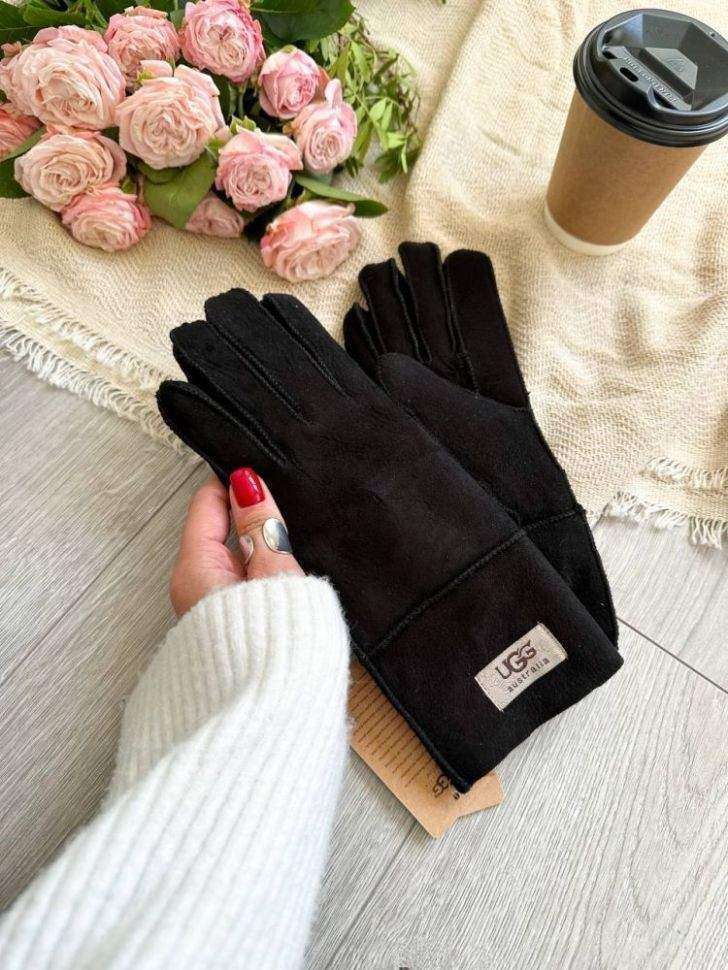 Жіночі UGG Рукавички Чорні Замша Натуральні Gloves Black Suede — фото 1