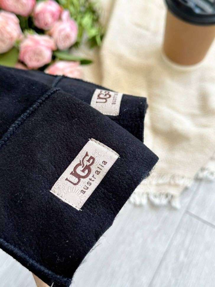 Жіночі UGG Рукавички Чорні Замша Натуральні Gloves Black Suede — фото 2