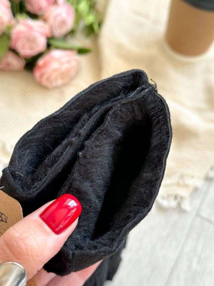 Жіночі UGG Рукавички Чорні Замша Натуральні Gloves Black Suede — фото 3