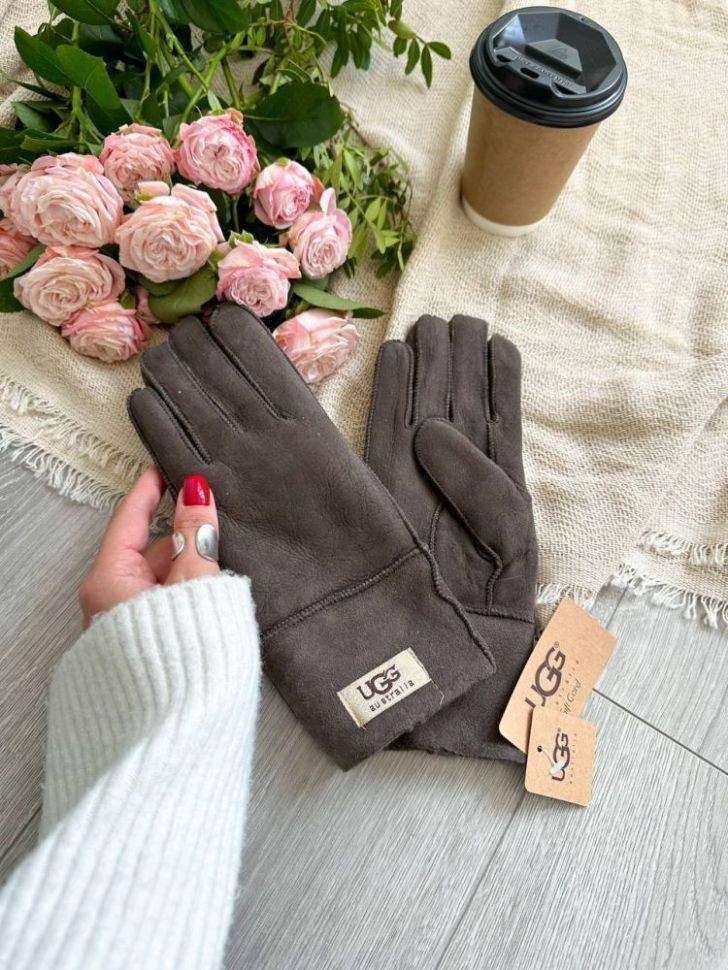 Жіночі UGG Рукавички Сірі Замша Натуральні Gloves Grey Suede — фото