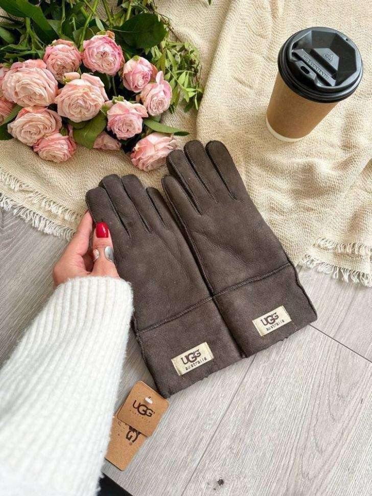 Жіночі UGG Рукавички Сірі Замша Натуральні Gloves Grey Suede — фото 4