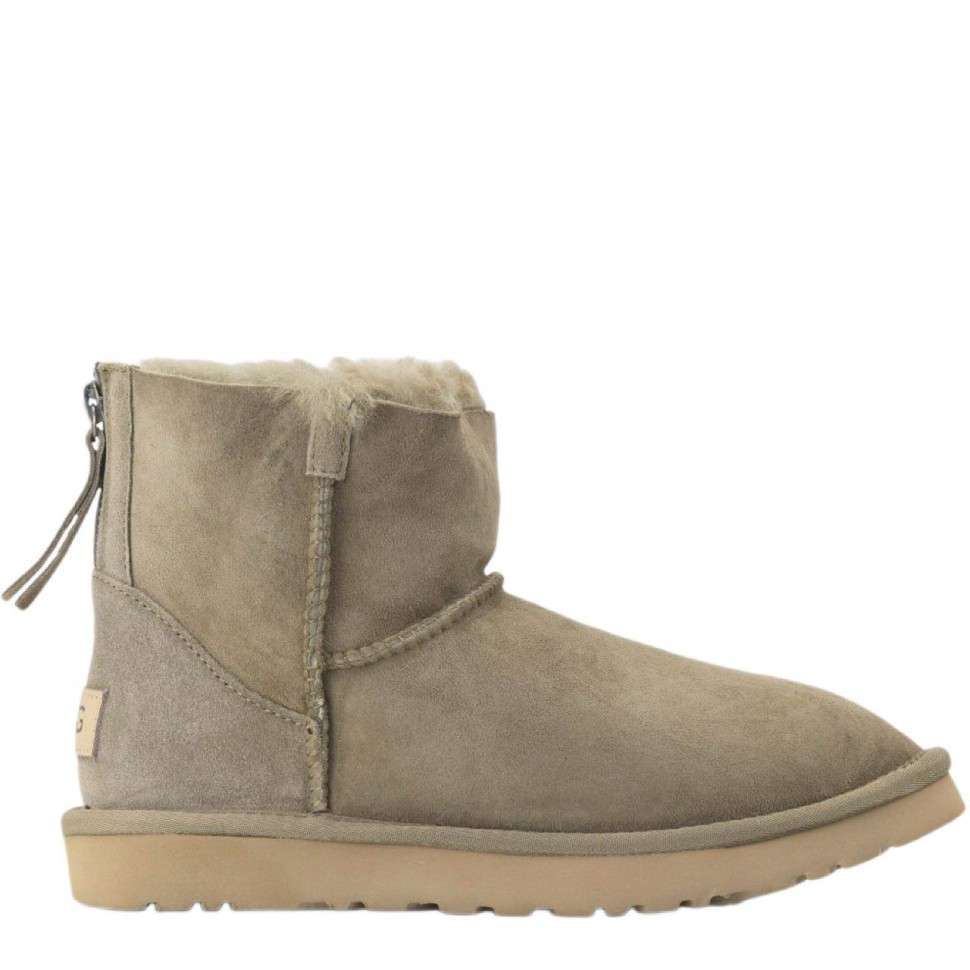 Жіночі UGG Класік Міні Хакі Замшеві Змійка Zip Classic Mini Khaki Suede