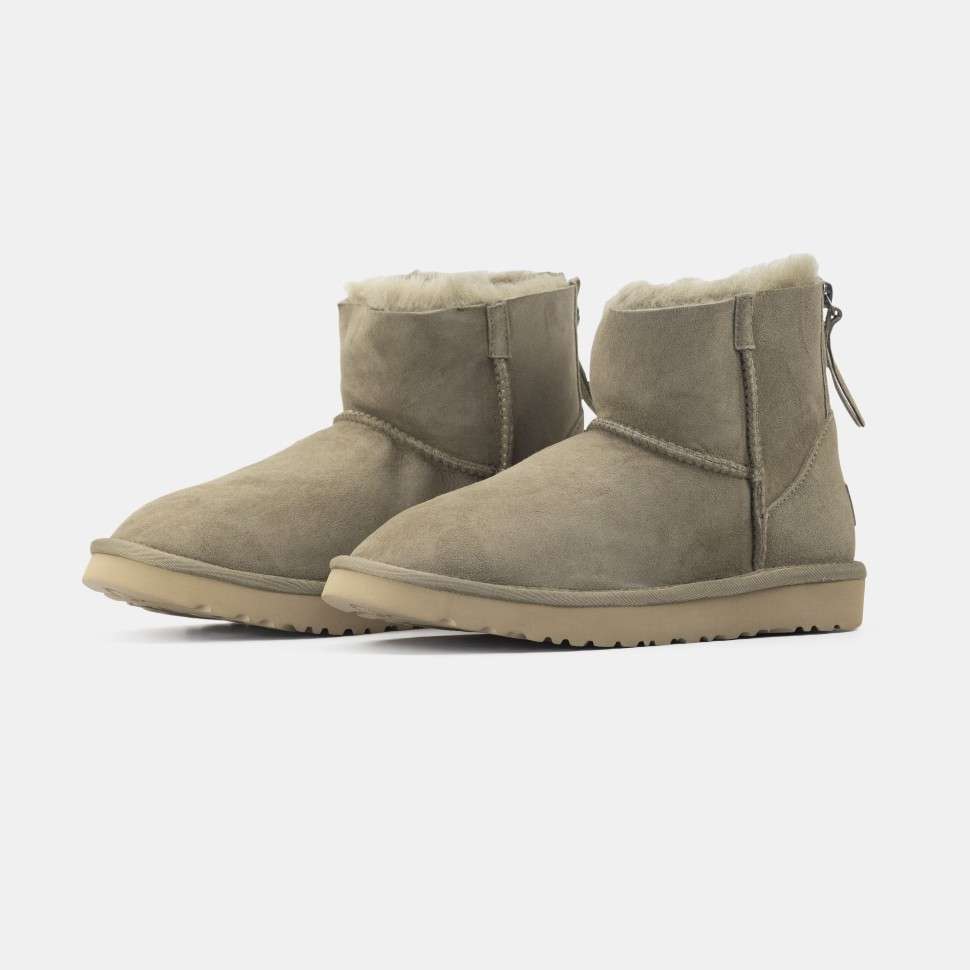 Жіночі UGG Класік Міні Хакі Замшеві Змійка Zip Classic Mini Khaki Suede — фото 2