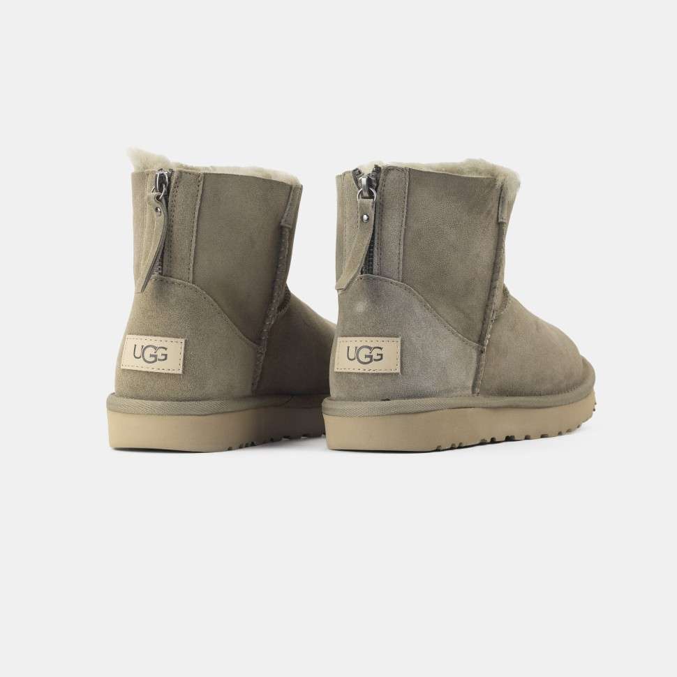 Жіночі UGG Класік Міні Хакі Замшеві Змійка Zip Classic Mini Khaki Suede — фото 3