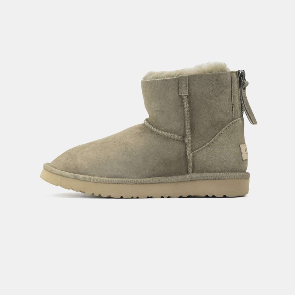 Жіночі UGG Класік Міні Хакі Замшеві Змійка Zip Classic Mini Khaki Suede — фото 4