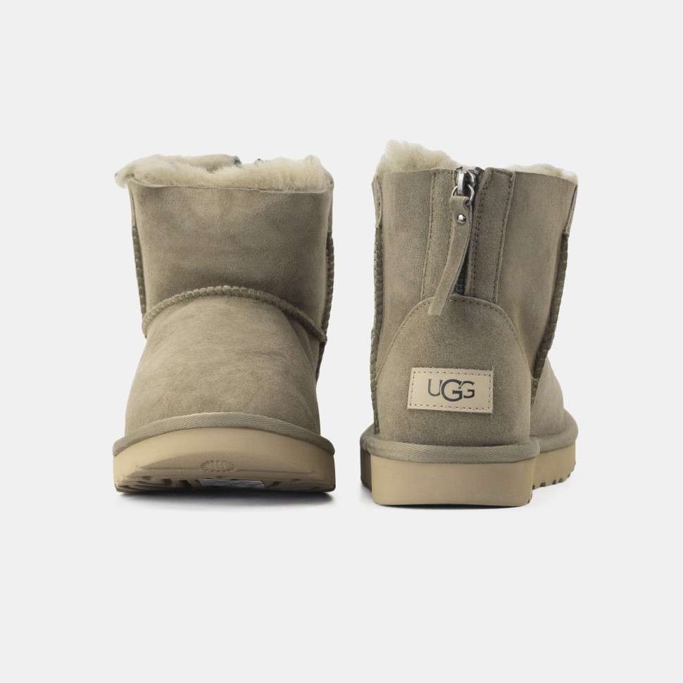 Жіночі UGG Класік Міні Хакі Замшеві Змійка Zip Classic Mini Khaki Suede — фото 5