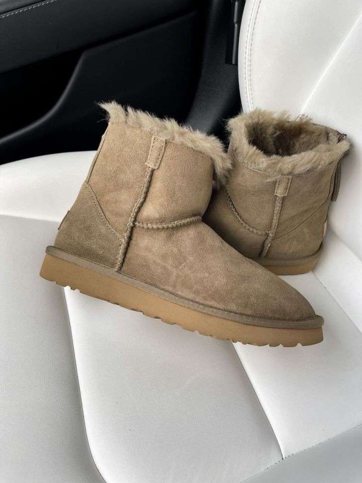Жіночі UGG Класік Міні Хакі Замшеві Змійка Zip Classic Mini Khaki Suede — фото 10