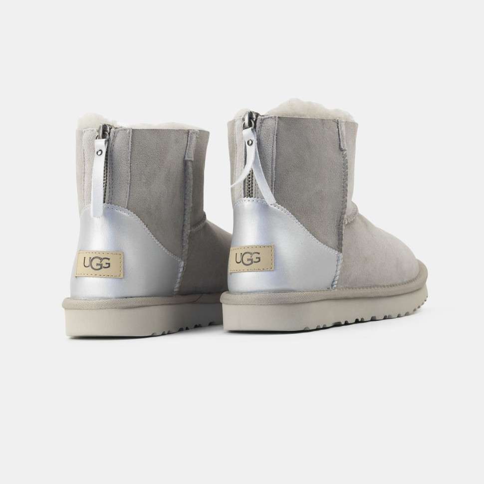 Жіночі UGG Міні замша Сірі з Змійкою ZIP MINI LIGHT GREY CHROMIUM — фото 2