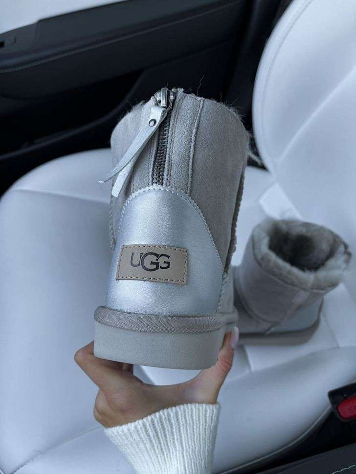 Жіночі UGG Міні замша Сірі з Змійкою ZIP MINI LIGHT GREY CHROMIUM — фото 14