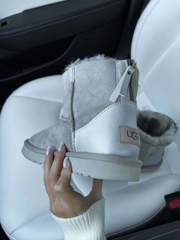 Жіночі UGG Міні замша Сірі з Змійкою ZIP MINI LIGHT GREY CHROMIUM — фото 15
