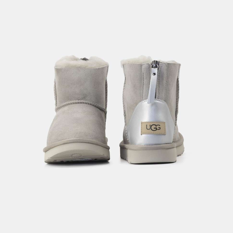 Жіночі UGG Міні замша Сірі з Змійкою ZIP MINI LIGHT GREY CHROMIUM — фото 4