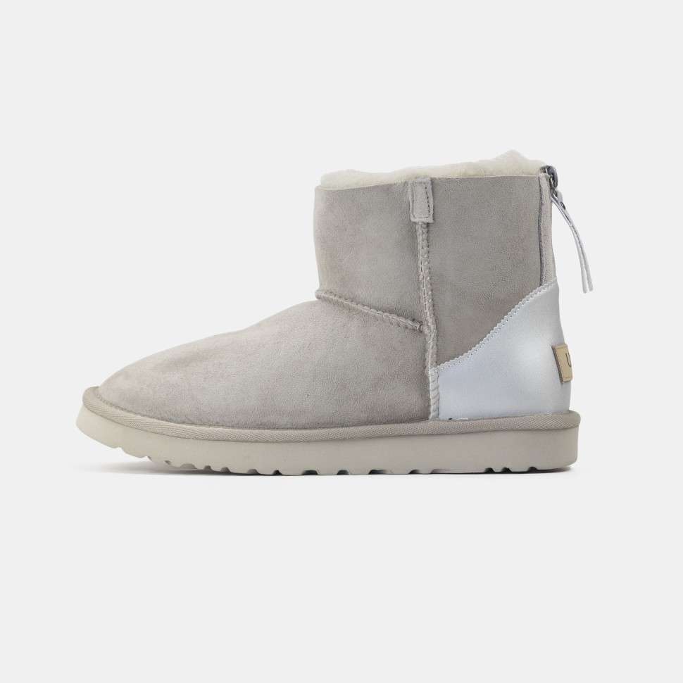 Жіночі UGG Міні замша Сірі з Змійкою ZIP MINI LIGHT GREY CHROMIUM — фото 6