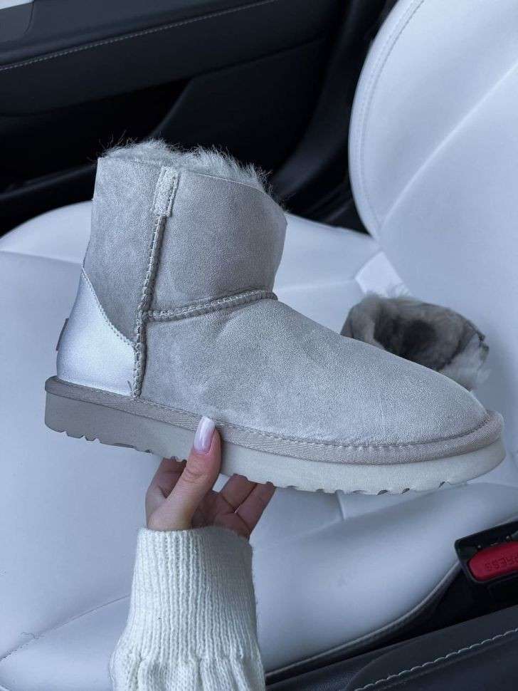 Жіночі UGG Міні замша Сірі з Змійкою ZIP MINI LIGHT GREY CHROMIUM — фото 8