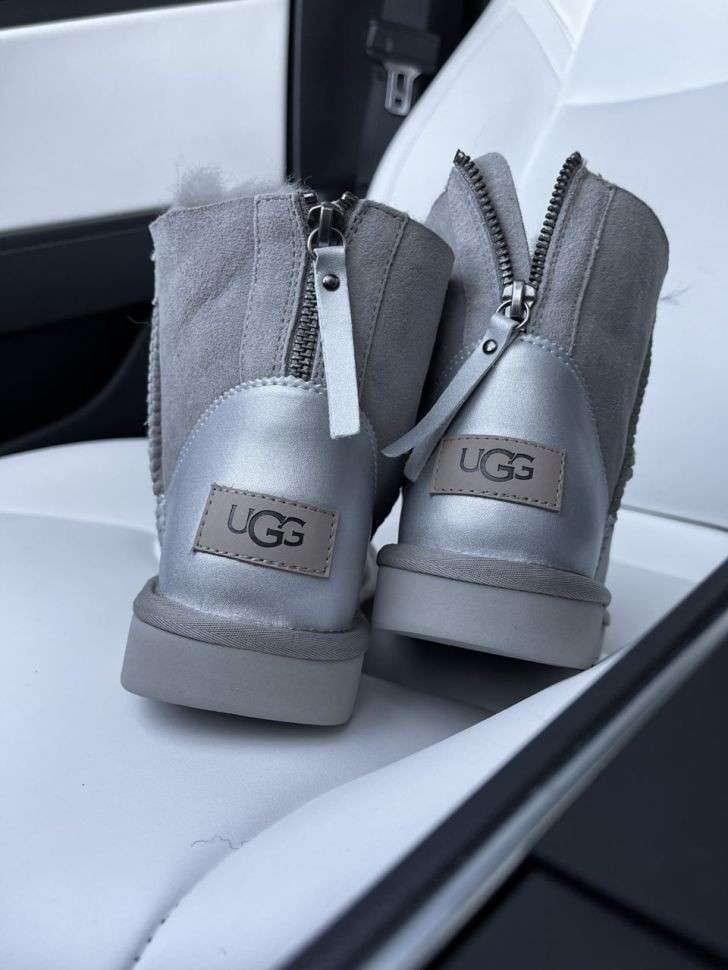 Жіночі UGG Міні замша Сірі з Змійкою ZIP MINI LIGHT GREY CHROMIUM — фото 10