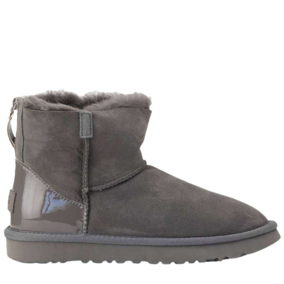 Жіночі UGG Сірі Замша з Лак Пяткой Short ZIP Grey Lacquer Suede