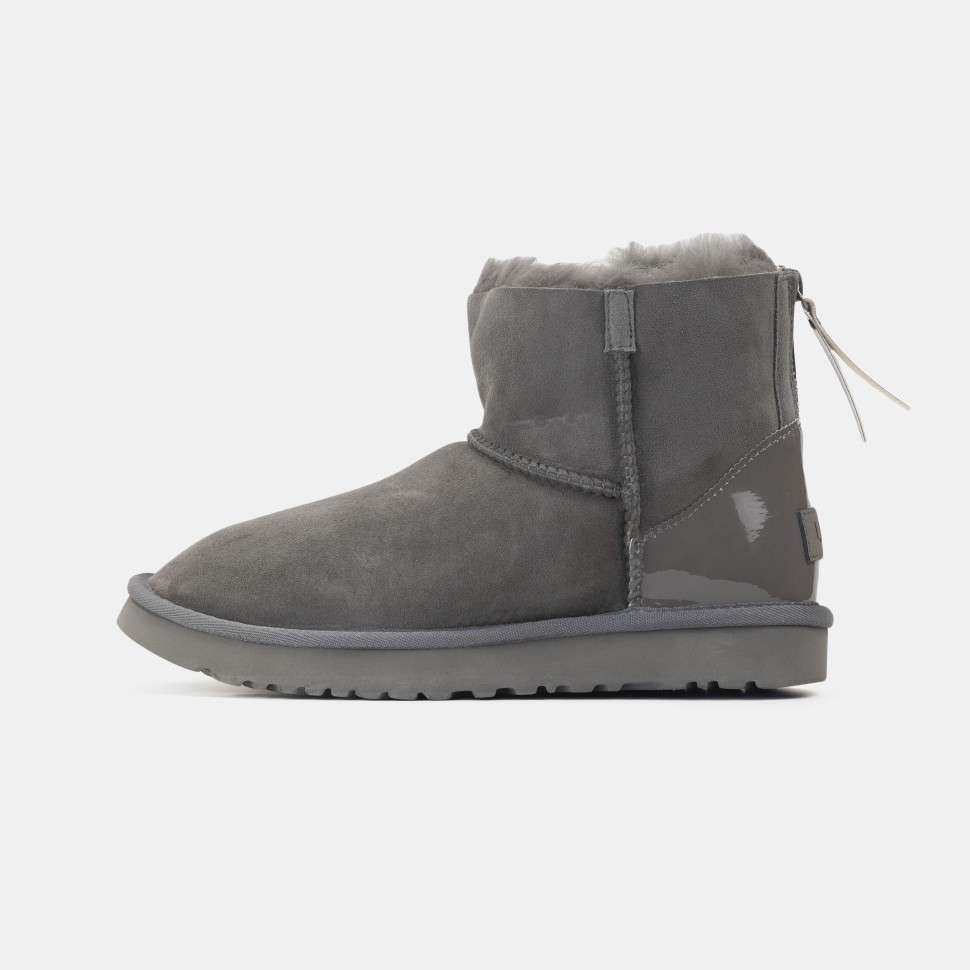 Жіночі UGG Сірі Замша з Лак Пяткой Short ZIP Grey Lacquer Suede — фото 2