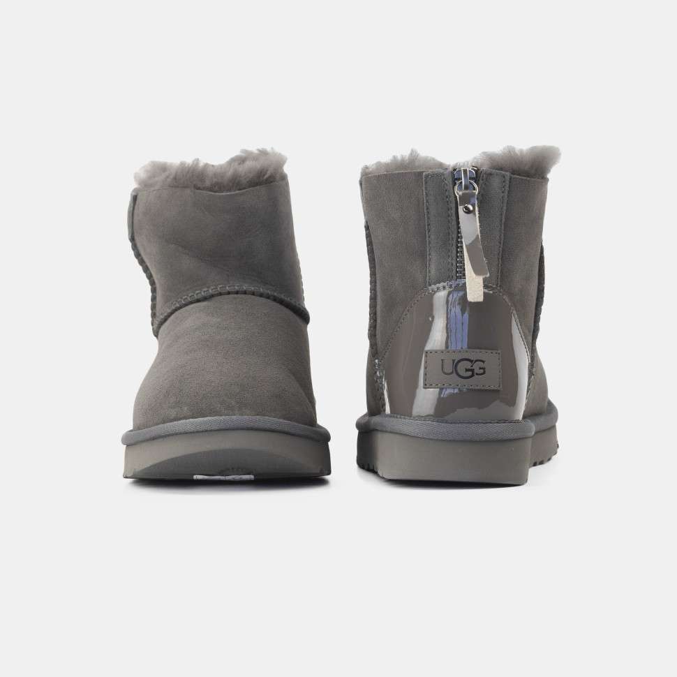 Жіночі UGG Сірі Замша з Лак Пяткой Short ZIP Grey Lacquer Suede — фото 3